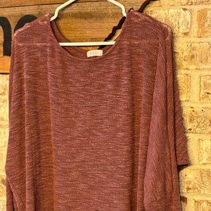 Pink Maroon Top, Fitted Sleeved, Flowy Bottom